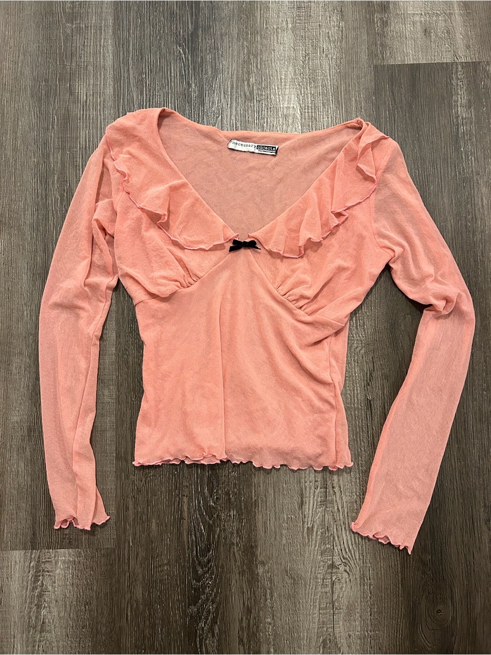 Y2K Coquette Pink Mesh Ruffle Top